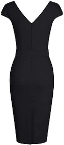 MUXXN Women's Vintage 1950s Style Wrap V Neck Tie Waist Formal Cocktail Dress